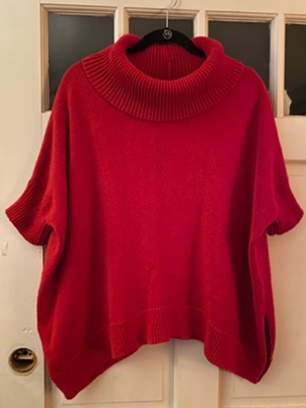 Old Navy Cranberry Red Cowl Neck Poncho Sweater - Size Large Short Sleeve Knit